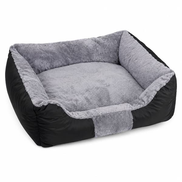 Myk hundeseng, rektangulær, vaskbart trekk, plysjfyll, komfortabel kjæledyrsofa Medium