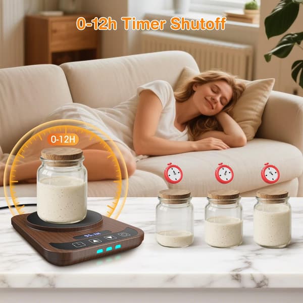 Surdejsstartervarmer, 1°F Termostatstyring, 70-100°F, Automatisk Tænd/Sluk, 12-timers Timer, Hjemmebagning