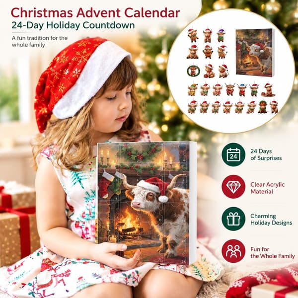Julkalender 24-dagars 2D Akryl Nedräkning till Jul, Stil B