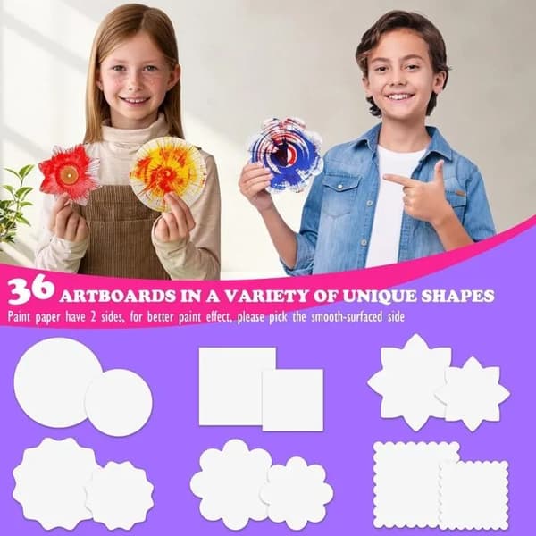 Kunstspindemaskinesæt til børn 4-8 år, sejt malingspindelegetøjssæt, roterende malerhåndværk
