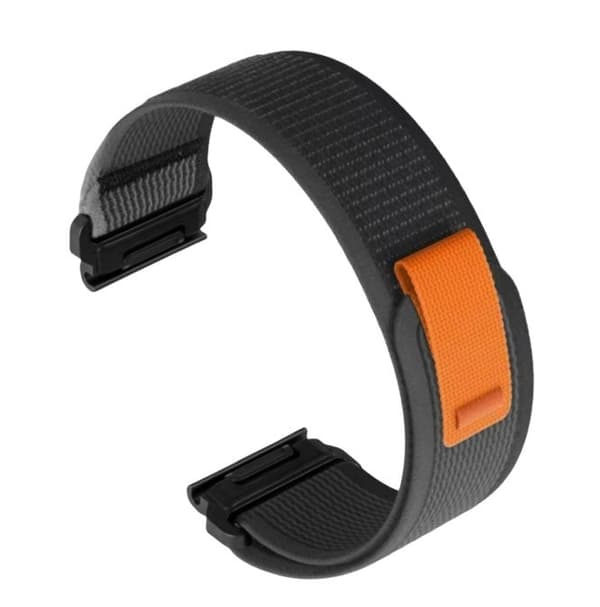 Nylon Quick Release Urrem til Garmin Fenix 8/7X Pro/6X/5X, 26mm, Sort+Grå