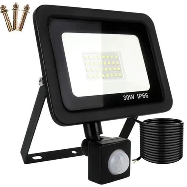 30W LED Rörelsesensor Strålkastare, 2720LM 6000K Kallvit, IP66 Vattentät Utomhus