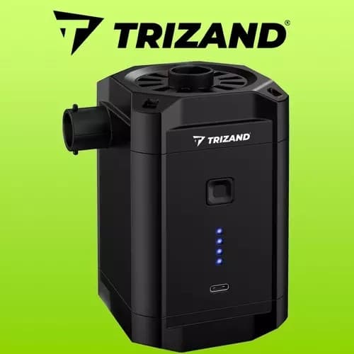 Trådløs luftmadraspumpe, sort, 5000mAh batteri, USB-C, kompakt, til camping, oppustelige senge