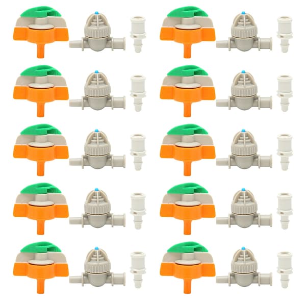 Roterande Sprinklermunstyckesset, 10-pack, Anti-dropp, 4/7 Slangkoppling för Trädgårdsbevattning