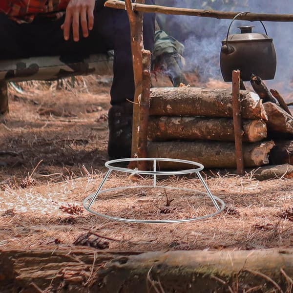 Rund grydestøtte i rustfrit stål til hjemmekøkken og udendørs camping grilltilbehør