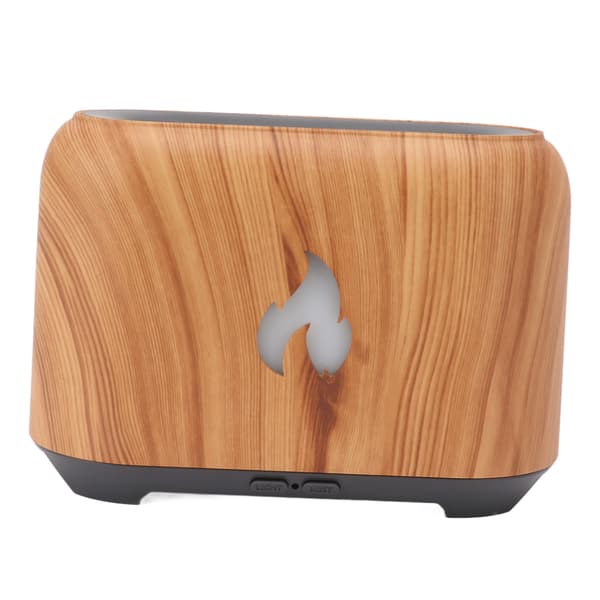 USB Flamme Diffuser Luftfukter, 130ML, 3D Hul, 7 LED Fargelys, 5V, Lyst Treverk