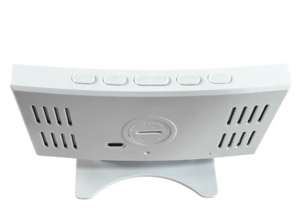 Digital LED Vekkerklokke med Speildisplay, USB, Hvit, Termometer