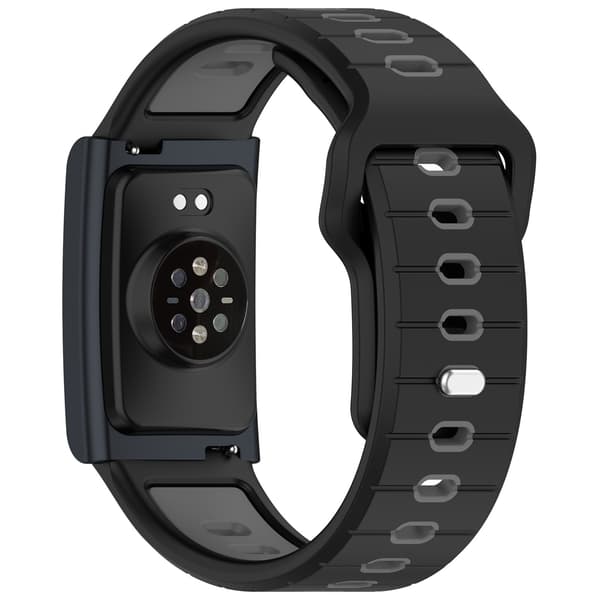 Silikoneurrem kompatibel med Huami Amazfit Helio Strap, sort og grå, tofarvede vandrette striber