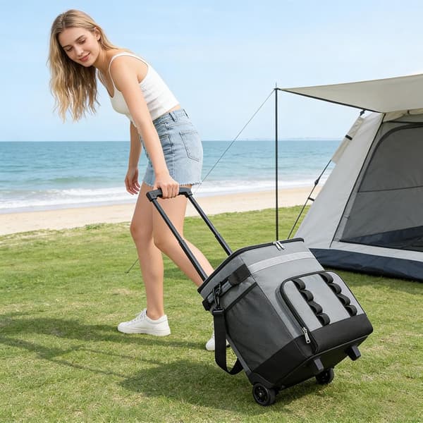 Isolert kjølebag med hjul 35L, vanntett, for camping, strand og reise
