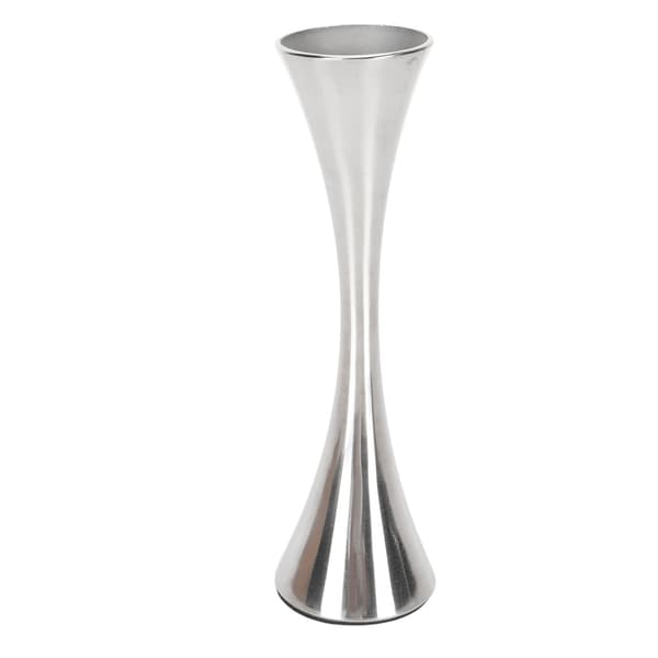 Vase i rustfrit stål, moderne rundmundet metalblomstervase til stuebord