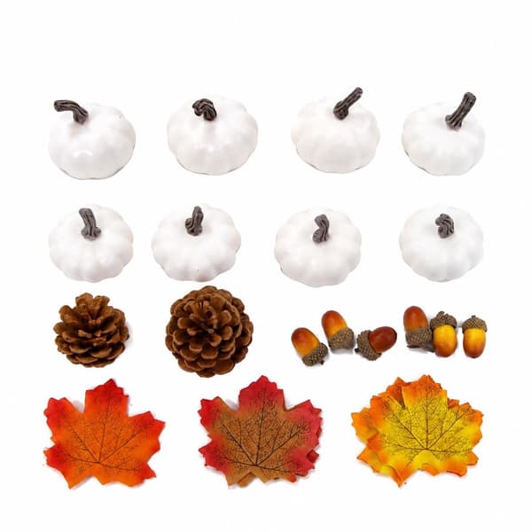 Halloween gresskarpynt, simuleringsgresskarrekvisitter, DIY små ornamenter til fest White pumpkin 46PCs package