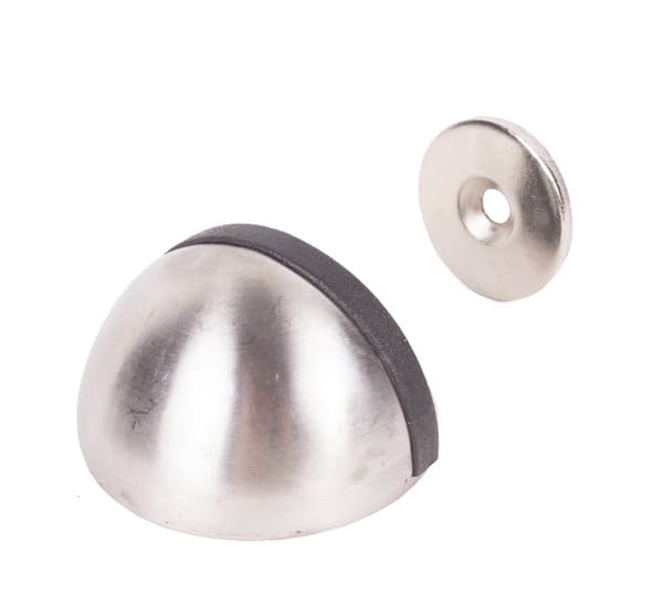 Magnetisk dørstopper, børstet rustfrit stål, stærk magnet, gulvbeskytter, nem installation