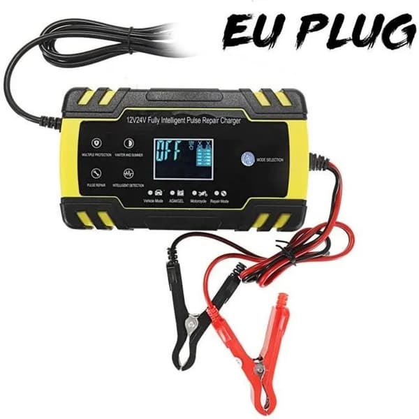 Smart batteriladdare 12V/24V 8A 150Ah, pekskärm, bil & motorcykel