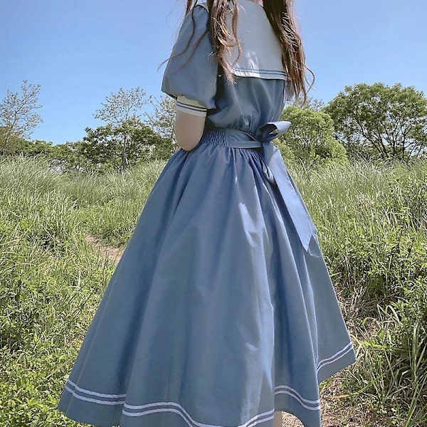 Cosplay Kjole Studentstil BLUE M