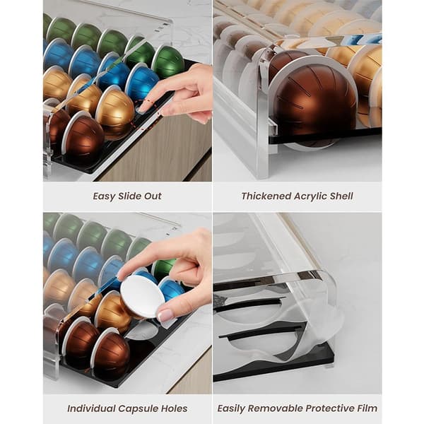 Akryl kaffekapselopbevaringsstativ, sort, til Nespresso, organizer