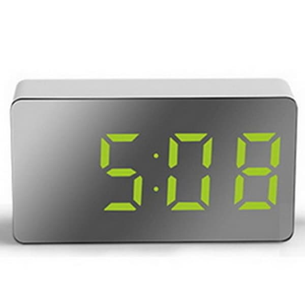 LED Spegel Digital Väckarklocka, Multifunktionell Mini Elektronisk Klocka för Sovrum Vardagsrum Kontor