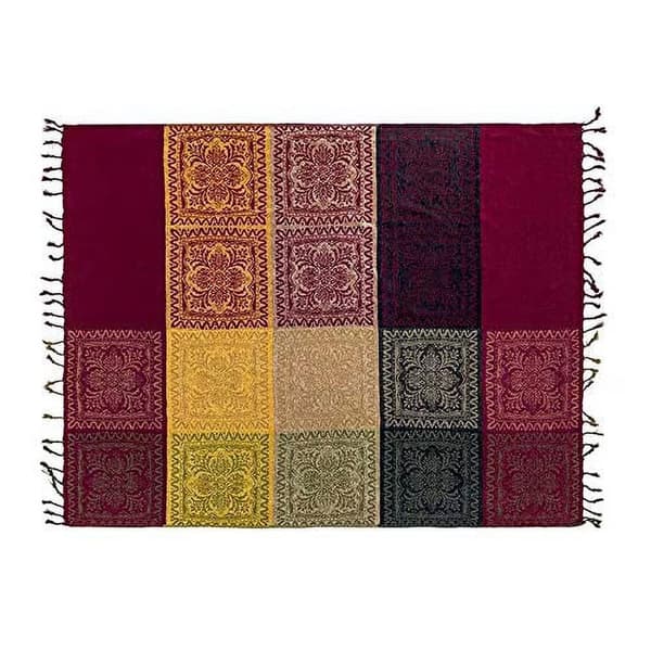 Chenille-pledd, bohemsk mykt vevd, 86\" x 102\", vendbart, kan maskinvaskes