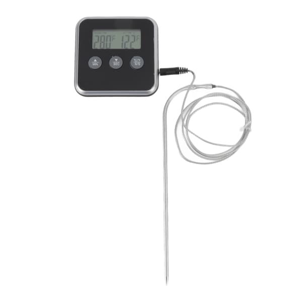 Digitalt kødtermometer med lang sonde, 2 enheder, LCD-display, timer til grill og køkken