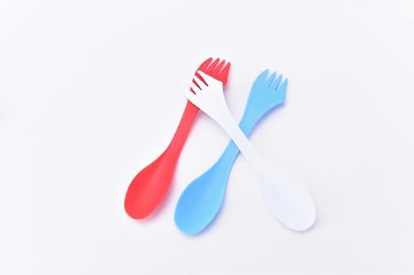 6 stk multifunksjonelle camping- og turutstyr Spork Combo Reisegadget Skje Gaffel