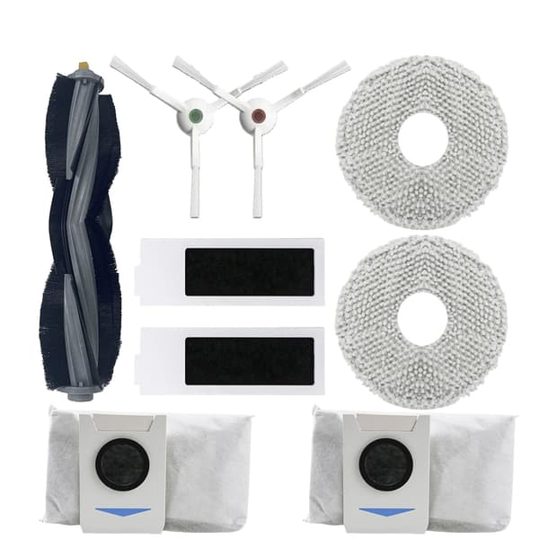 Ecovacs T20 Pro Max Plus -lisävarustesarja, 1 rullaharja, 2 suodatinta, 2 sivuharjaa, 2 moppityynyä, 2 pölypussia