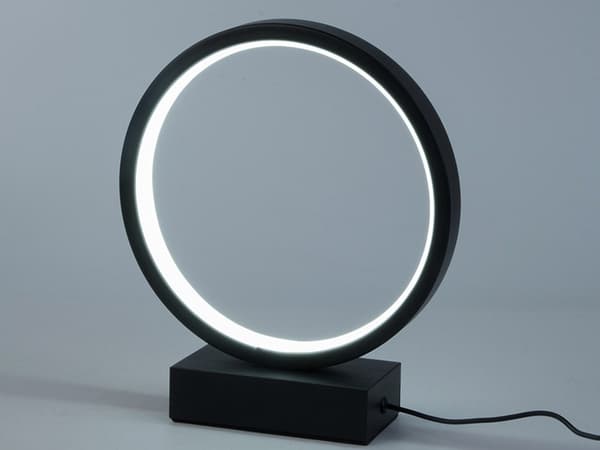LED Ringbordlampe, Dæmpbar, Justerbar Farvetemperatur, Berøringskontrol, USB, Sort
