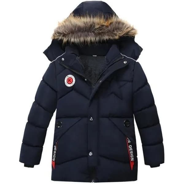 Pojkars Pufferjacka, Pälshuva, Vadderad Kappa, Vinter, Ålder 2-6
