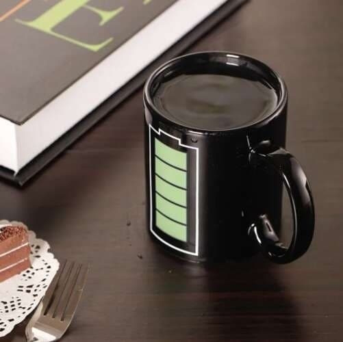 Magisk Varmefølsom Kaffekopp, 330 ml, Batteriladeeffekt, Keramikk, Svart