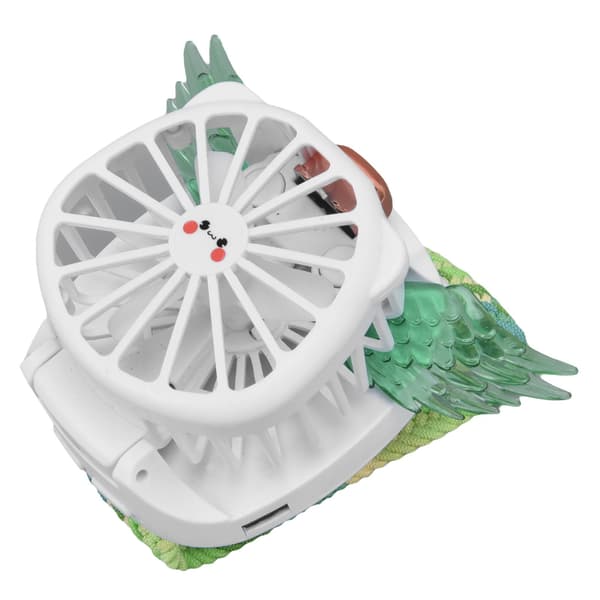 Mini Håndledsventilator, Englevinge Design, USB Opladning, Trådløs, Flettet Urrem, Bærbar, Grøn