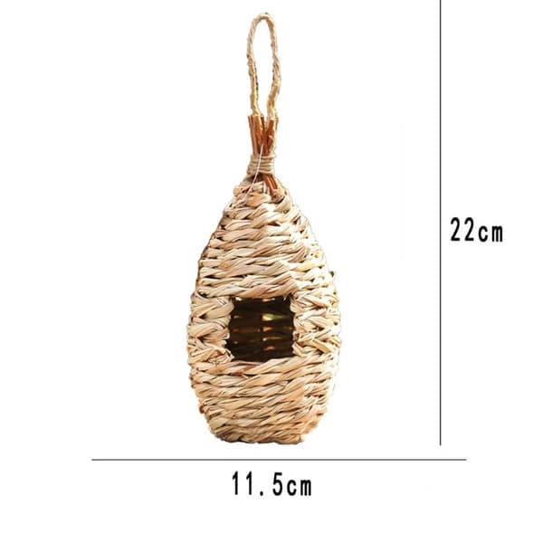 3-pack hängande kolibrihus, naturlig gräsfågelkoja för utomhusträdgård, handvävd