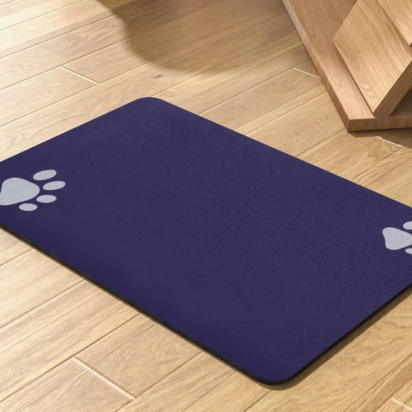 Absorberende hurtigtørrende fodermåtte til hunde, ingen pletter, passer til mad-/vandskåle og dispenser. Hundetilbehør. Navy-30*50