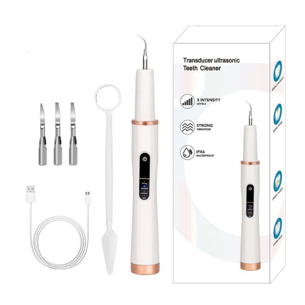 Ultralyds tandstensfjerner, hvid, 4 rensehoveder, 5 tilstande, 31000 VPM, IPX6 White