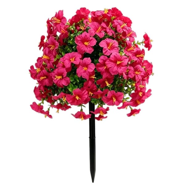 2 kpl tekokukkia maapiikeillä, realistiset teko-ulkokasvit, puutarhan terassin kuistin sisustus Rose red-45CM