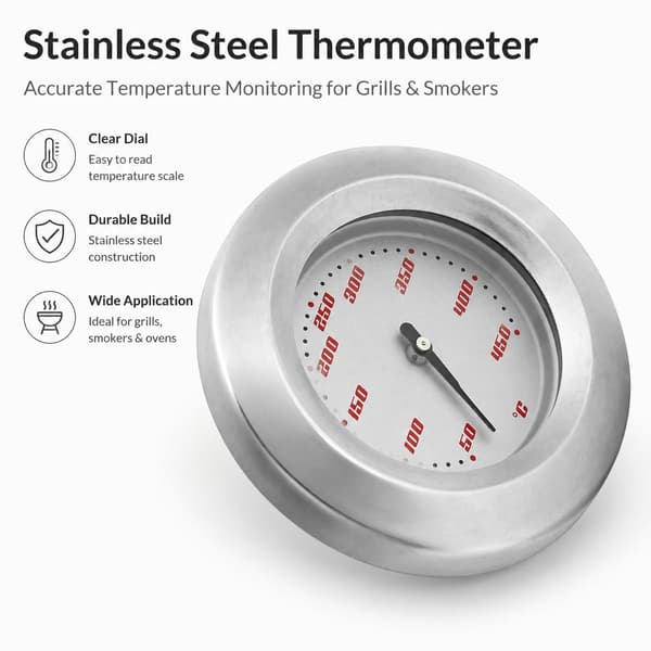 Bimetallisk termometer 50-450°C, pekertermometer for BBQ-grillovn 1pcs
