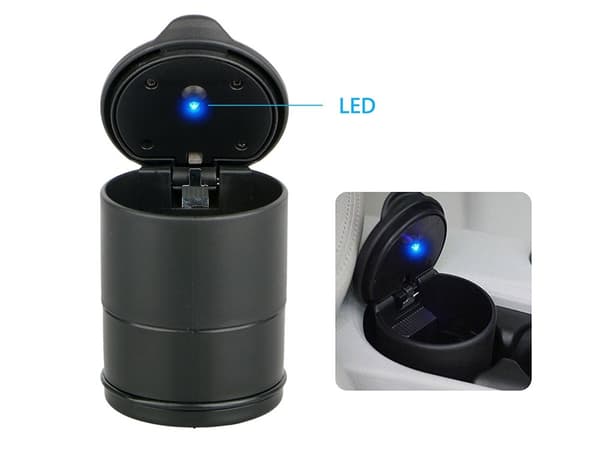 Bilaskfat med lock och LED-ljus, svart, luktfritt, bärbart för bilgarage
