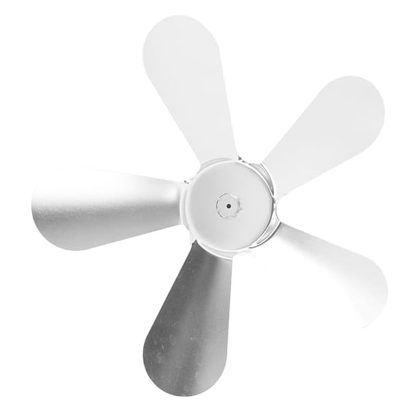 5-bladet brændeovnsventilator, aluminiumslegering, varmeforsynet, erstatning til pejs, sølv