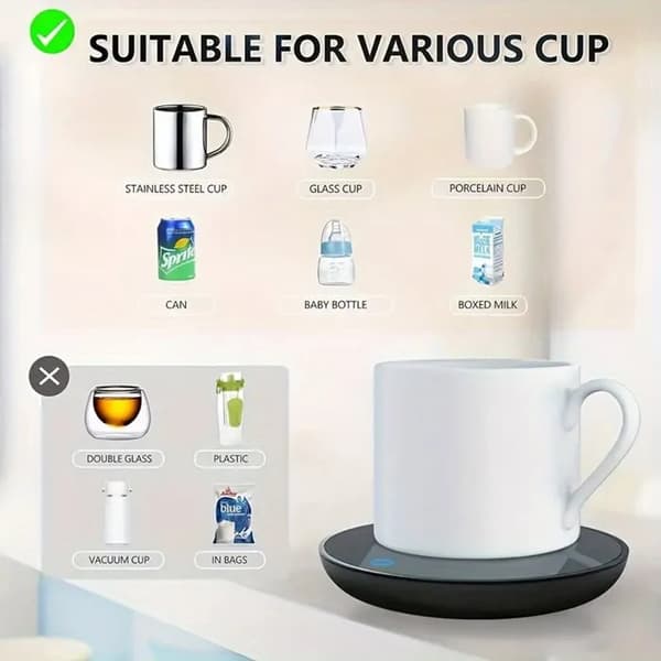 USB-oppvarmet dalbane, koppvarmer for kaffe og te, holder drikke varm