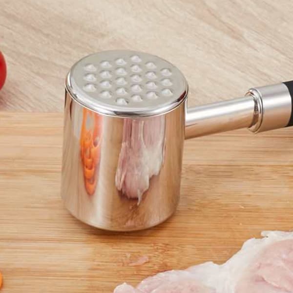 Dubbelsidig köttmörningshammare i rostfritt stål för biff, kyckling, fläsk