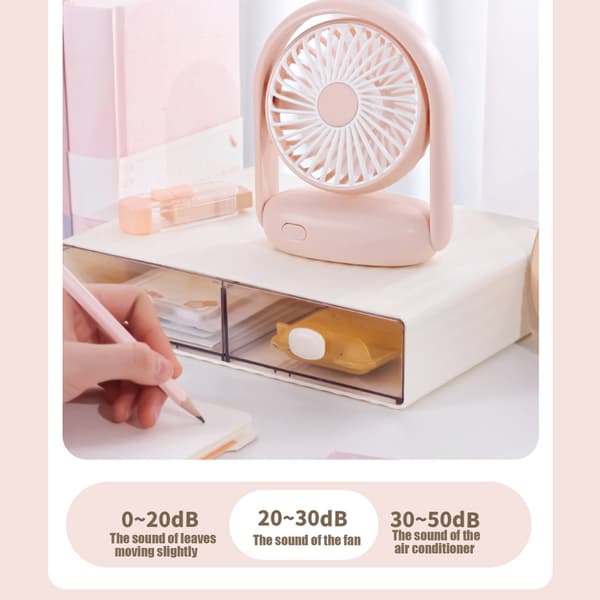 USB Mini Bærbar Bordventilator, Pink, Lille Skrivebordsventilator til Hjemmekontoret