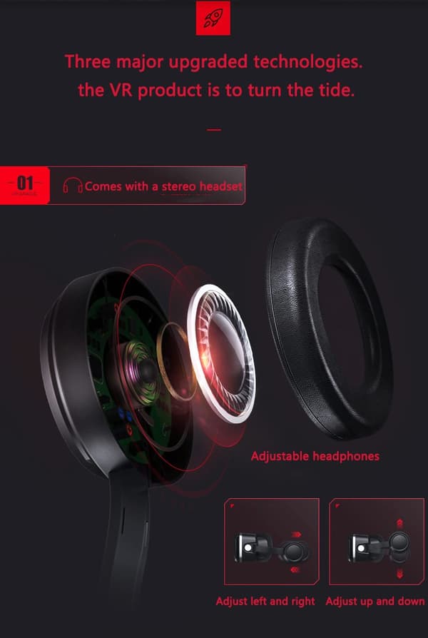 VR-hodesett 3D Virtual Reality-briller, justerbart hodebånd, oppslukende opplevelse G04E