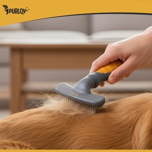 Roterende kæledyrsbørste, dobbelt række udredningskam til hunde og katte, rustfrit stål, ergonomisk