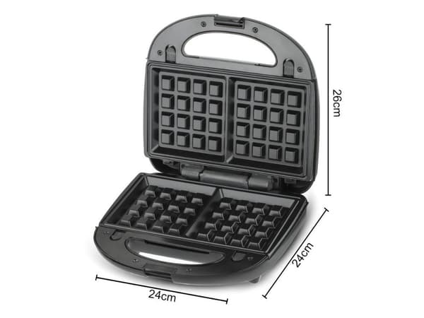 3-i-1 Sandwich Vaffel Donut Maker, 850W, Non-Stick, Udskiftelige Plader