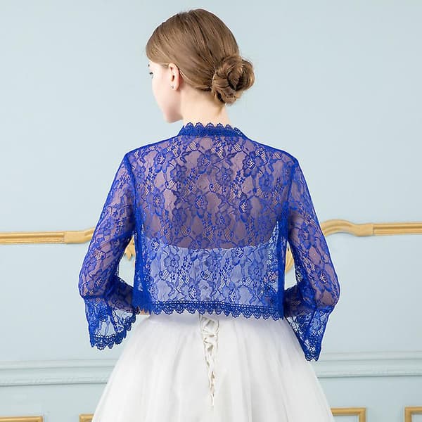 Bröllopsklänning i spets med bolero-överdel BLUE