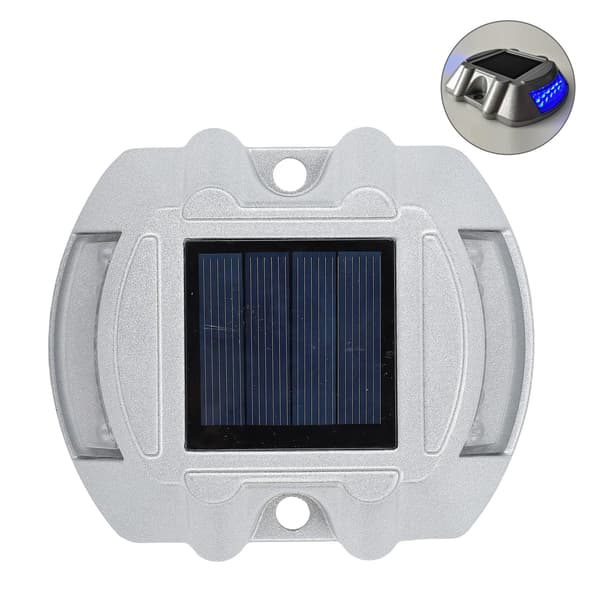 Solar dækbelysning, blå, aluminiumslegering, LED-vejstud med høj lysstyrke til udendørs sti, gangbro, trappe