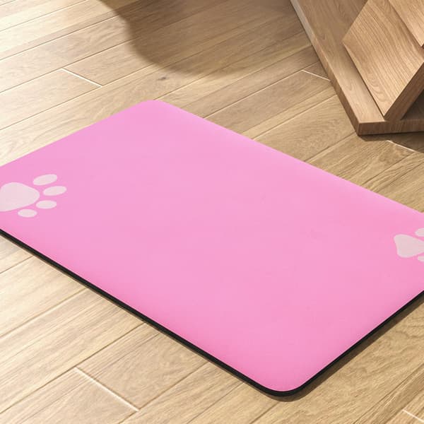 Absorberende hurtigtørrende fodermåtte til hunde, ingen pletter, passer til mad-/vandskåle og dispenser. Hundetilbehør. Pink-40*60