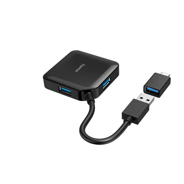 USB 3.2 Gen 1 Hub, 4-port, 5 Gbps, med USB-C-adapter, Plug & Play