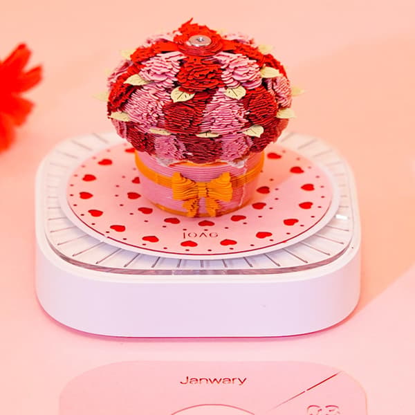 3D Kalender Papirskulptur Notisblokk, Roseblomst Skrivebordsdekor, 2026, 181 Sider