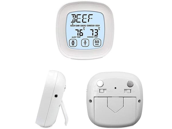 Digitalt køkkentermometer med probe, rustfrit stål, -20°C til 300°C, LCD-display Silver