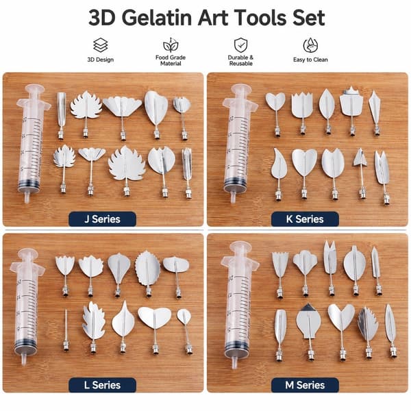 3D Gelé Blomst Dekoreringsdyse, Graveringsværktøj i Rustfrit Stål til Budding, Bagning, Kommerciel & Husholdning
