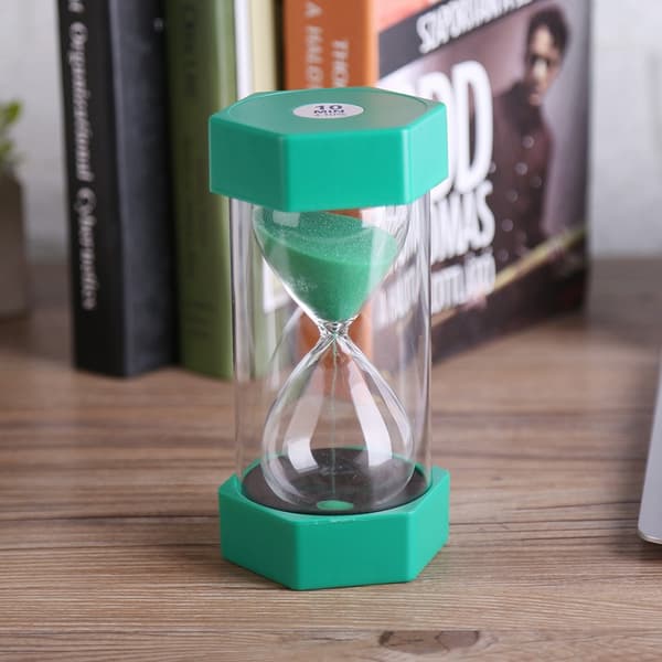 Timeglas, grøn, 10 minutter, sandur til hjemmekontorindretning