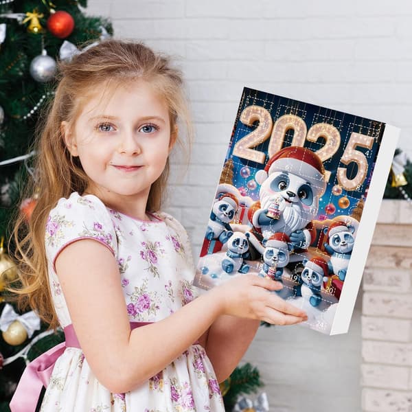 Julepanda-adventskalender 24-dagers, 2D akryl panda-sjarm nedtelling, stil C